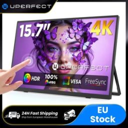 Uperfect Monitor portatile touchscreen da 15,7" 4K UHD con copertura sRGB al 100%, USB-C, HDMI, HDR, FreeSync, protezione degli occhi, display esterno per laptop, Mac, telefoni, tablet, PS5/4 e
