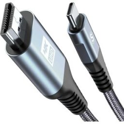 NONE Cavo USB-C a HDMI 4K, Adattatore USB Type-C a HDMI intrecciato Thunderbolt 5/4/3 compatibile con iPhone 17, 16, 15 Pro Max, MacBook Pro/Air, iPad/Pro, iMac, Samsung S25, S24, S23, S22, S21, S20, Dell,