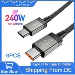 vyvylabs Cavo 240W 6PCS Type C a Type C PD3.1 per Ricarica Rapida, Compatibile con Macbook, iPhone 17 16 15, Samsung, Xiaomi