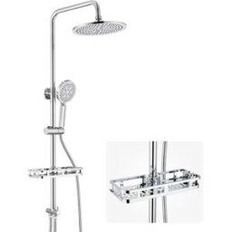CECIPA max Colonna doccia con portasapone, soffione doccia da 25 cm, doccetta a 4 getti, set doccia senza miscelatore, mensola stabile