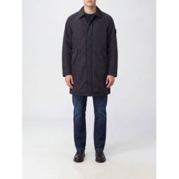 Stone Island Trench monopetto al ginocchio in nylon con logo patch Nero Taglia XL