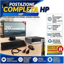 HP Postazione completa PC I5-6500 + Monitor 20" + Kit tastiera e mouse USB + Chiavetta wifi Omaggio