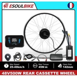 ESOULBIKE Kit di conversione bici elettrica Ebike 48V 500W con motore mozzo posteriore per ruote da 26'', 27.5'', 28'', 29'', 700C