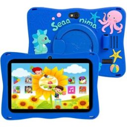 BDF Tablet per bambini Sistema Android 11 da 7 pollici 32 GB WiFi Bluetooth Doppia fotocamera Software educativo installato con custodia protettiva