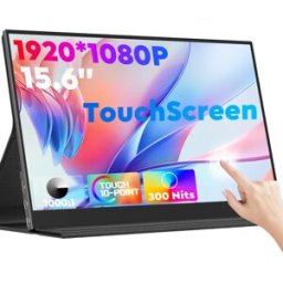 amoudo Monitor Portatile Touch Screen 15.6 Pollici 1920x1080P 60HZ, Secondo Schermo FHD Sottile con Type-C e Mini HDMI, Monitor di Estensione USB