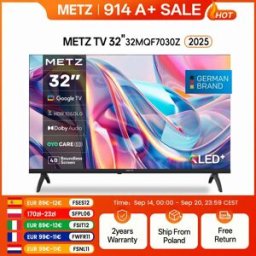 Metz TV Smart LED QLED 32" 40 Pollici Google Tele HDR 10 Audio Dolby Bluetooth 5.1 Sintonizzatore per la Salute degli Occhi 2025 32Mqf7030Z