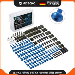 NICECNC Kit 253 pezzi di bulloni per carene, clip di fissaggio e viti per Yamaha MT03 MT07 MT09 YZF R1 R3 R6 R7 FZR400 600 750 Suzuki GSXR600 750 1000 Kawasaki Versys 650 Ninja 650R 1000 Z750 Z1000 ZZR600