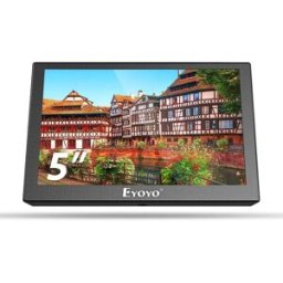 Eyoyo Mini monitor LCD da 5 pollici con schermo TFT HD 800x480, angolo di visione di 140°, altoparlante integrato, piccolo monitor esterno con ingressi video HDMI/VGA/AV, utilizzabile per retrovisori