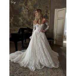 MCDV Abito da sposa personalizzato bianco Tokyo con maniche staccabili, abito da sposa elegante a trapezio in pizzo con spalle scoperte 2026