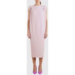Balenciaga Abito midi in seta e lana Rosa Taglia 40