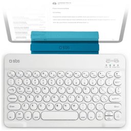 SBS Tastiera Wireless Qwerty universale, Supporto Integrato e Design Sottile, Compatibile con Tablet, iPad, Smart TV Smartphone, 44 ore di autonomia
