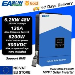 EASUN POWER EASUN 6.2KW 4.2KW Inverter solare ibrido 3KW MPPT 120A 55V a 450VDC ingresso fotovoltaico 220VAC 48VDC 2.2KW caricabatteria solare con WIFI