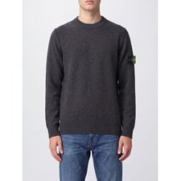 Stone Island Maglia girocollo in lana vergine con patch logo Compass Grigio 1 Taglia S