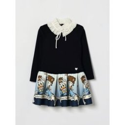 Monnalisa Abito da bambina in cotone con stampa Disney e collo amovibile Blue Taglia 7
