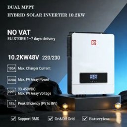 NONE Inverter Solare Ibrido 10.2KW On & Off Grid 48V 10200W 160A con Caricatore Solare, Inverter 230VAC, Ingresso FV 450VDC, Doppio MPPT e Wi-Fi Integrato