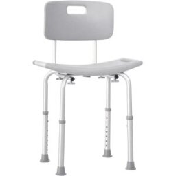 HOMCOM Sedia da Doccia Ergonomica , Sedile da Doccia Regolabile in Altezza, Piedini Antiscivolo, Carico Massimo 136 kg, HDPE Alluminio