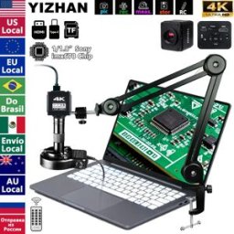 Nice-power Microscopio Digitale Elettronico 4K per Saldatura PCB/Riparazione Telefoni, Telecamera Industriale HDMI USB con Chip IMX678 e Software/Lente 150X, Obiettivi 0,3X / 0,5X / 2X disponibili come opzione