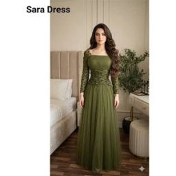 MCDV Abito da Cocktail Sara Personalizzato Verde con Ricami e Scollo Quadrato per Feste di Lusso e Gala 2026, Abiti Formali e da Sera per Donna