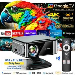 HORLAT Proiettore 3200 Ansi Lumen 4K Full HD T10ULTRA 2G 32G, Home Theater WiFi Android 14, Proiettore Portatile Smart TV Cinema Beam