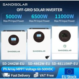 SANDISOLAR Inverter Solare Ibrido 11KW 48V 6.2KW 48V 4.2KW 24V con Doppio MPPT, Ingresso 500VDC, Corrente di Carica 160A, Onda Sinusoidale Pura, Soluzione di Alimentazione di Backup 230V
