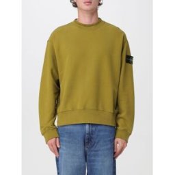 Stone Island Felpa girocollo in cotone con patch logo Compass sulla manica Militare Taglia XL