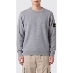 Stone Island Maglia girocollo in lana vergine con patch logo Compass Grigio Taglia XL