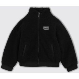 Kenzo Bomber da bambino in pile con collo alto e patch logo applicata Nero Taglia 14