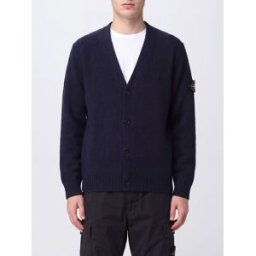 Stone Island Cardigan in misto lana vergine e alpaca con patch logo Blue Taglia M