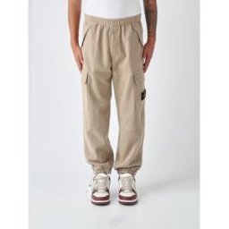 Stone Island Pantaloni cargo in misto lana con patch logo Compass Biscotto Taglia 33