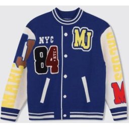Marc Jacobs Bomber stile varsity da bambino in jersey con patch Blue Taglia 14