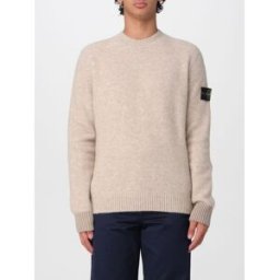 Stone Island Maglia girocollo in misto alpaca con patch logo Compass sulla manica Biscotto Taglia S