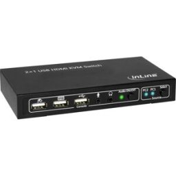 Inline Kvm Desktop Switch, 2-Porte, Hdmi 4k2k, Usb 2.0 Hub, Con Audio