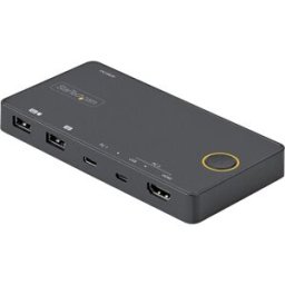 Startech.Com Switch Kvm Ibrido Usb-A + Hdmi E Usb-C A 2 Porte - Monitor Singolo Hdmi 2.0 4k 60hz - Switch Kvm Compatto Per