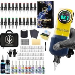 Poseidon Kit per tatuaggi o macchinetta per tatuaggi, penna per tatuaggi wireless per kit macchinetta per tatuaggi, kit alimentatore per tatuaggi da 1600 mAh, kit pistola per tatuaggi
