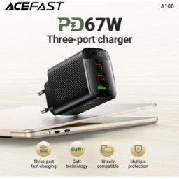 ACEFAST Spina UE PD67W USB C Caricatore del telefono a ricarica rapida per iPhone 17 16 Pro Max 22,5 W USB A Ricarica rapida per Samsung S25 S24