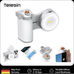 TELESIN Impugnatura Magnetica per Fotocamera Smartphone con Powerbank 3200mAh, Ricarica Wireless e Supporto per Riprese, Compatibile con iPhone e Android