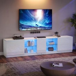 NONE Porta TV 160 x 40 x 52 cm, cassettiera lucida, credenze con illuminazione a LED, bassi adatti per TV da 65