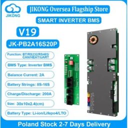 JIKONG V19 Smart Inverter BMS 8S~16S 24V 48V 200A Corrente 1A 2A Bilanciatore Attivo per Batterie Lifepo4 Li-ion Lto BMS JK-PB2A16S20P Kit Fai-da-te per Accumulo Energetico Domestico per Lifepo4 51.2V