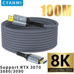 CYANMI Cavo ottico compatibile cianmi HDMI 2.1 8K @ 60Hz 4K @ 120Hz cavo in fibra ottica 48gbps HDR HDCP 80m 100m per proiettore HD TV Box Ps5