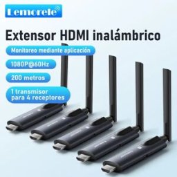 lemorele Trasmettitore e Ricevitore HDMI Wireless 200m con Monitoraggio APP, Ricetrasmettitore Video a Bassa Latenza Plug and Play per PC TV Proiettore