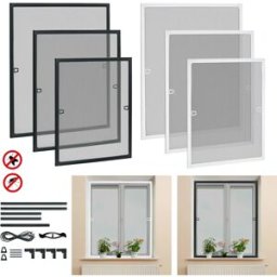 NONE Kit telaio per zanzariera regolabile in alluminio con rete in fibra di vetro, zanzariera fai da te per finestre domestiche, facile installazione, bianco