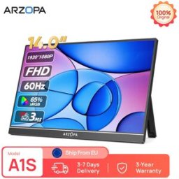 arzopa 14 pollici 1920x1080P IPS Mini Monitor portatile Secondo schermo esterno con USB C HDMI per Mac/Laptop/PC/Switch/PS/Xbox A1S