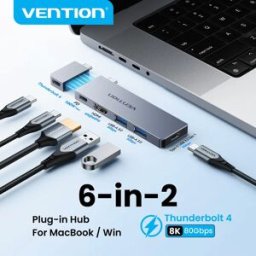 Vention HUB USB C plug-in 6 in 2 Thunderbolt 4 80 Gbps 8K per MacBook Pro Air HDMI 4K@60Hz Dock Station USB 3.0 per laptop Win