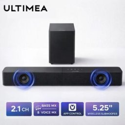 ULTIMEA Poseidon R3T 240W Soundbar 2.1ch con Subwoofer Wireless, BassMX e VoiceMX, Controllo App, Soundbar per Smart TV, HDMI