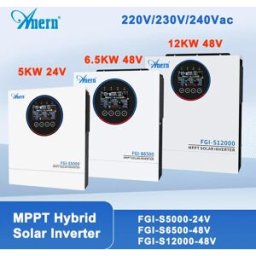 ANERN Inverter Solare Ibrido 1.5KW 2.5KW 12V 4KW 5KW 6.5KW 12KW 5000W 24V 12000W 48V 220V con Regolatore Solare MPPT, Inverter Off-Grid