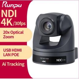 Runpu Telecamera per conferenze 4K/30fps PTZ con zoom video 20X, tracciamento AI, NDI, USB, HDMI, LAN, POE per l'istruzione, le riprese live e le riunioni aziendali