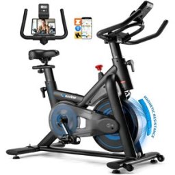 Wenoker Bicicletta da allenamento domestico con app, cyclette silenziosa con resistore magnetico, bici da spinning per fitness indoor per allenamento cardio a casa, fino a 160 kg, JC318