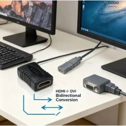 NONE Adattatore HDMI DVI ad Alta Velocità, Connettore Video per Trasmissione Stabile del Segnale per Dispositivi di Visualizzazione in Ufficio e Casa