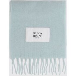 Maison Kitsuné Sciarpa in lana con patch logo e finiture sfrangiate Acqua Taglia OS