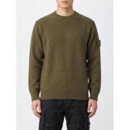 Stone Island Maglia girocollo in misto cotone con patch logo Compass Verde Taglia L